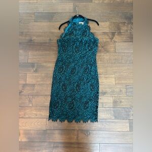 Elegant Teal Lace Dress